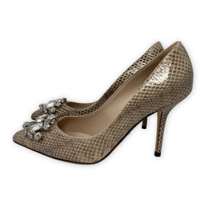 DOLCE AND GABBANA SNAKESKIN JEWELED TOE PUMP